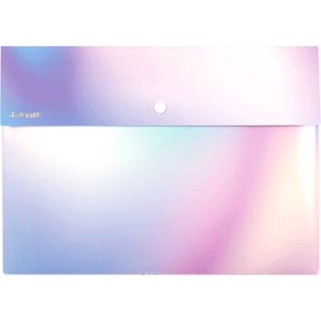 Конверт на кнопке  с рисунком А4 Rainbow (голубая/розовая), 0,35мм