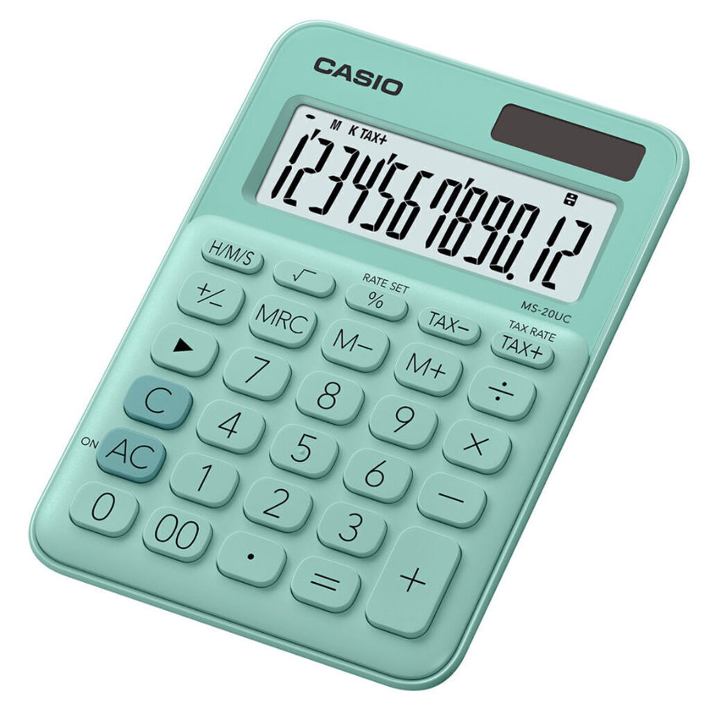 Калькулятор 12 разр.  CASIO MS-20UC-GN-S-EC настольный, зеленый