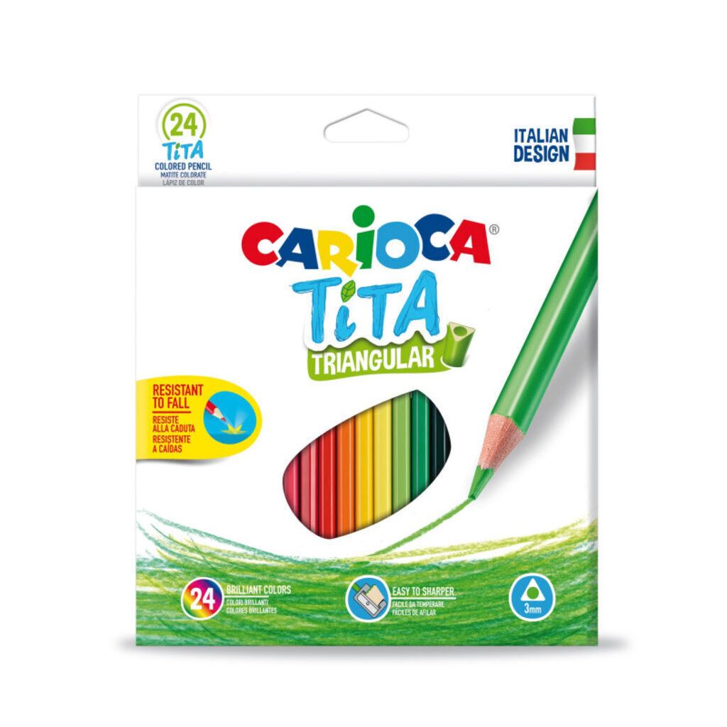Карандаши цвет. 24цв  Carioca Tita  пластиковые, трехгранные