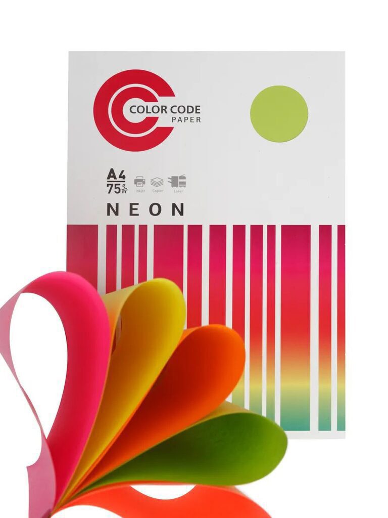 Бумага А4 цветная 100л Color Code (5цв. по 20л.) Микс НЕОН