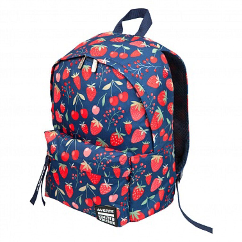 Рюкзак подростковый 40*30*14см  deVENTE"Limited Edition.Strawberry",ткань, 1 отд. на молнии, 3 карм.