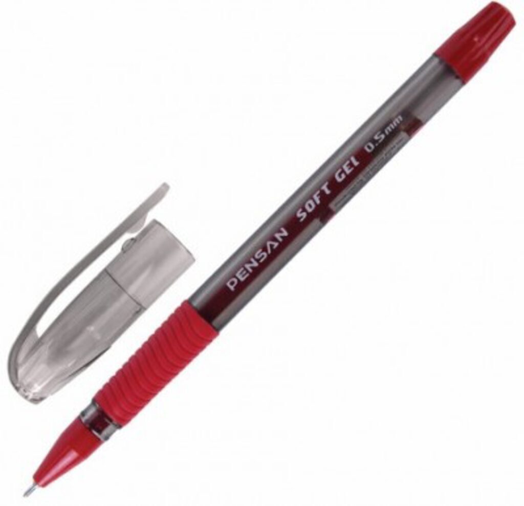 Ручка гелевая PENSAN SOFT GEL 0,5мм, красная, рез.грип