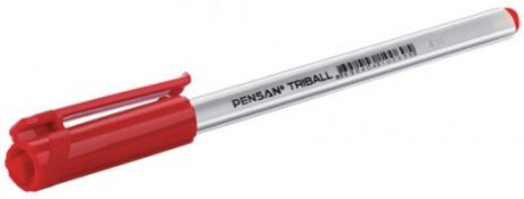 Ручка шар. PENSAN "TRIBALL" , 1мм, красная, трехгранный корпус