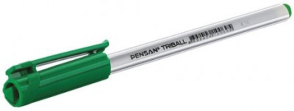 Ручка шар. PENSAN "TRIBALL" , 1мм, зеленая, трехгранный корпус