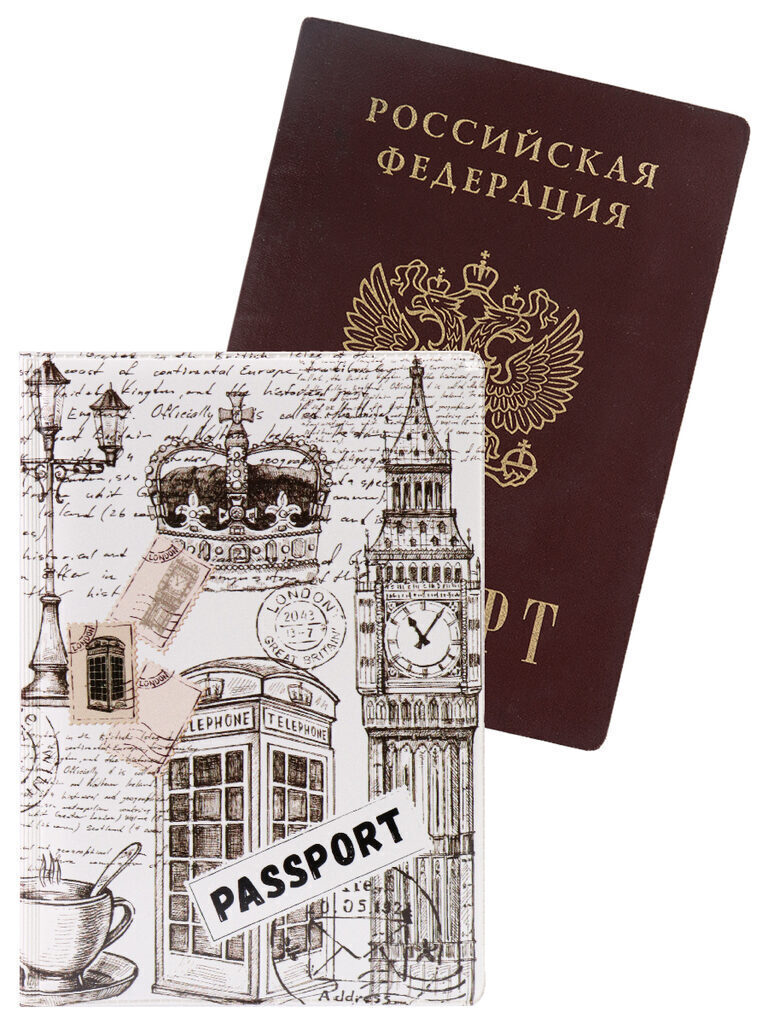 Обложка для паспорта "Лондон ЧБ" ПВХ