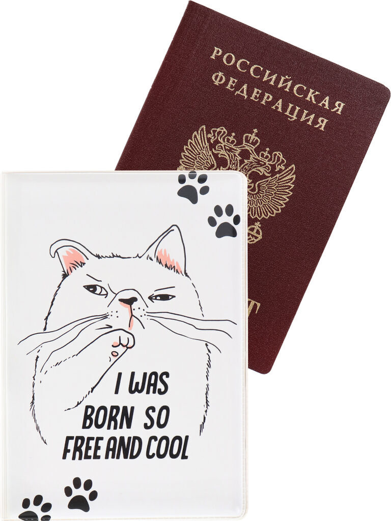 Обложка для паспорта "Серьезный котик" ПВХ