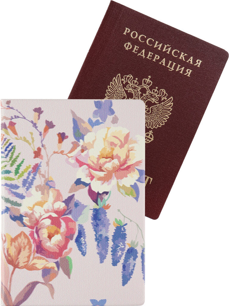 Обложка для паспорта "Нежные цветы" ПВХ slim