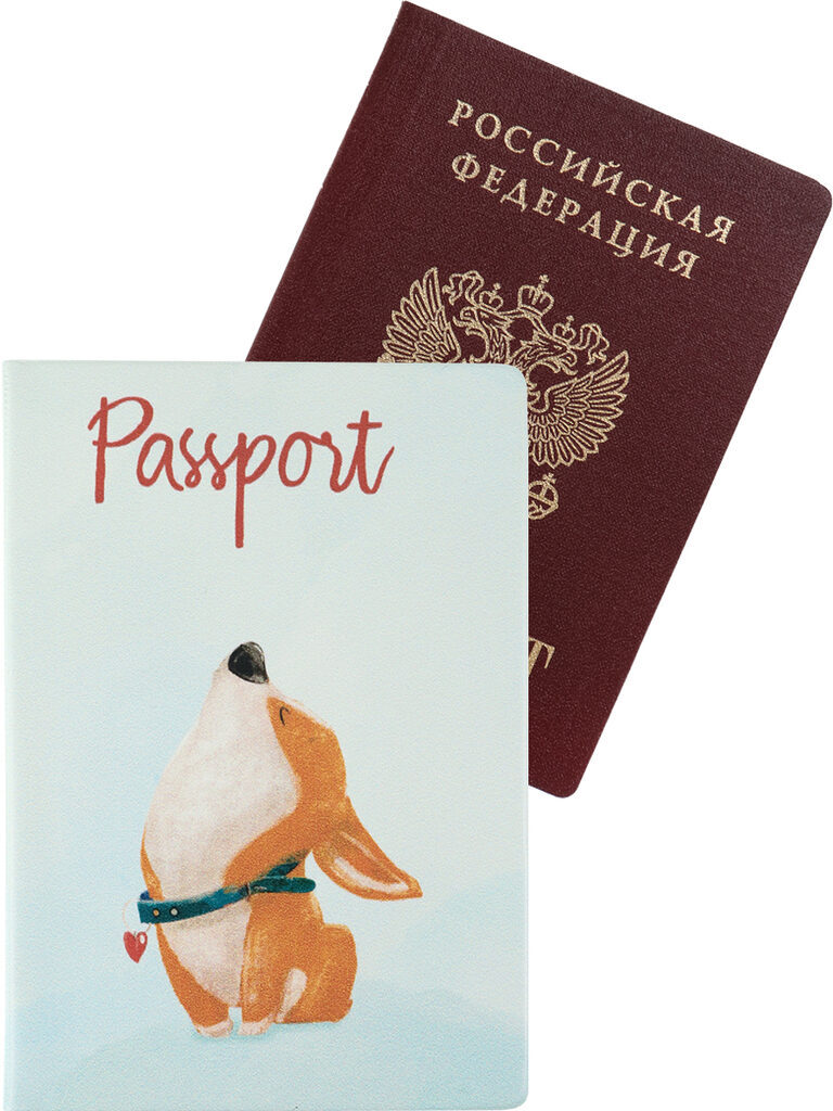 Обложка для паспорта "Корги" ПВХ slim