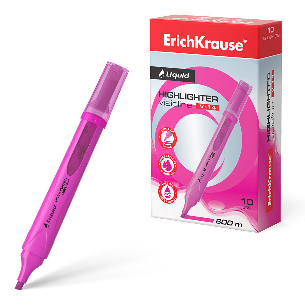Текстовыделитель EK Liquid Visioline V-14 Neon, 0,6 - 4мм, розовый, с жид. чернилами
