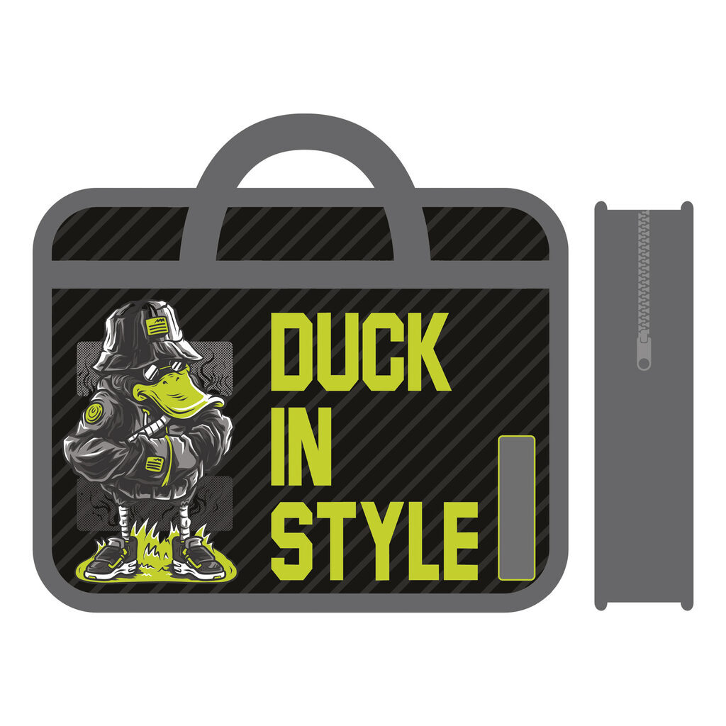 Папка А4 (330*260*75) с ручками, молния, пластик "Duck in style"