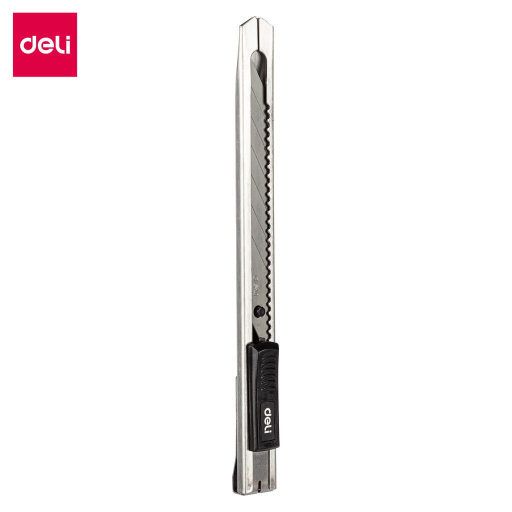 Нож канцелярский Deli. Essential Metal  Vivid Mini  9 мм, фиксатор сталь серый