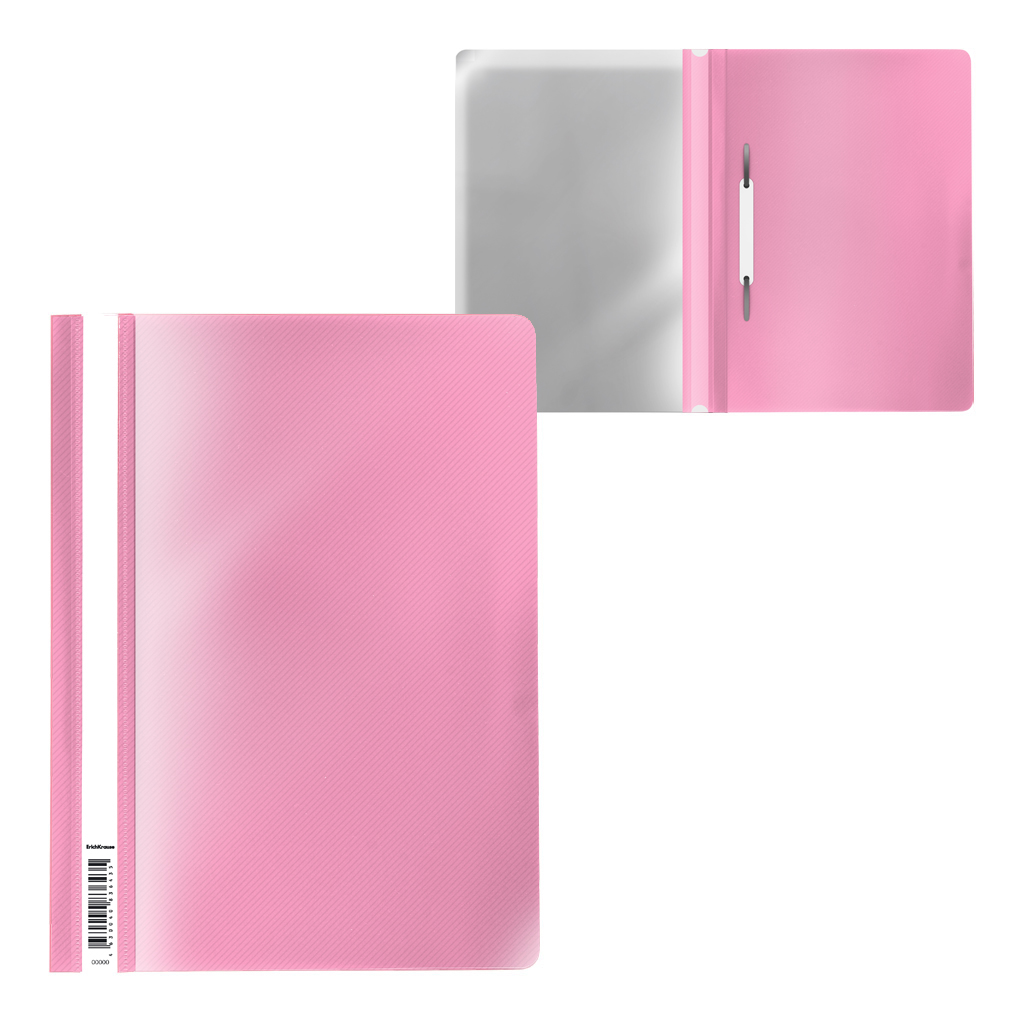 Папка-скоросшиватель пластиковая ErichKrause Diagonal Pastel, A4, розовый (в пакете по 20 шт.)