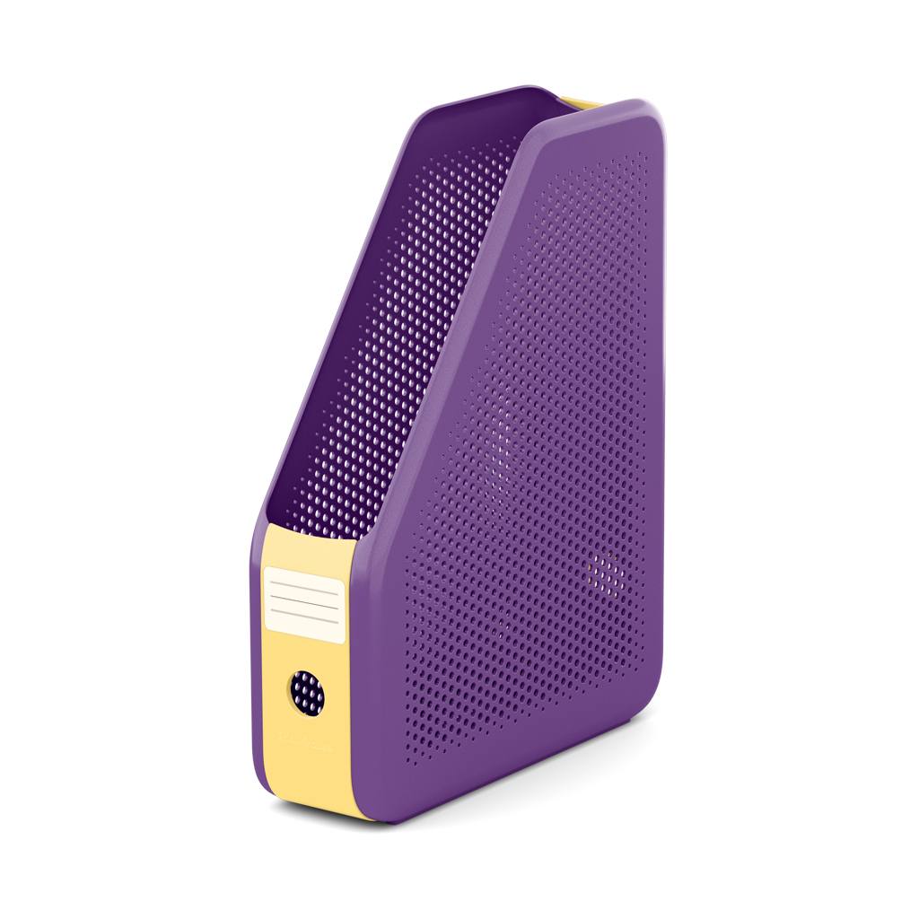 Подставка для бумаг вертикальная пластиковая ErichKrause® Forte, Iris, 75мм, фиолетовая с желтой вставкой
