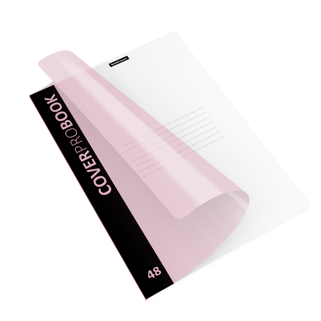 Тетрадь общая ученическая с пластиковой обложкой на скобе ErichKrause CoverProBook Pastel, розовый, А4, 48 листов, клетка