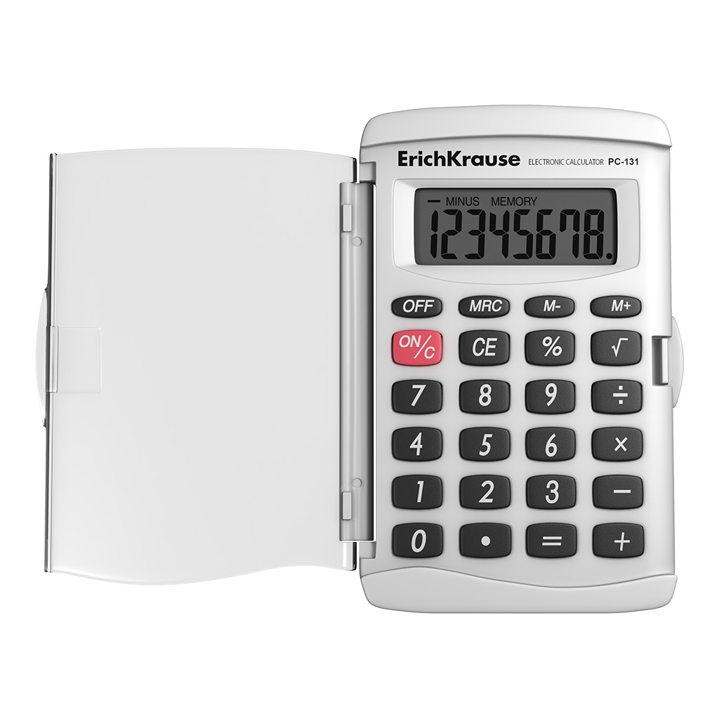 Калькулятор карманный 8-разрядов ErichKrause PC-131 Classic, белый (в коробке по 1 шт.)