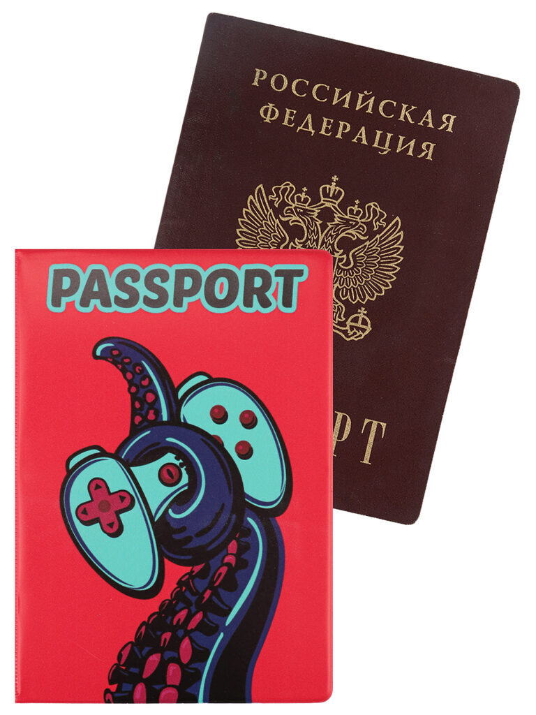 Обложка для паспорта "Геймпад в клешне" ПВХ slim