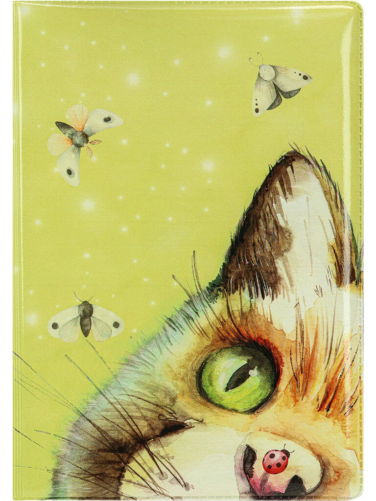 Обложка для паспорта "Котик на зеленом" ПВХ
