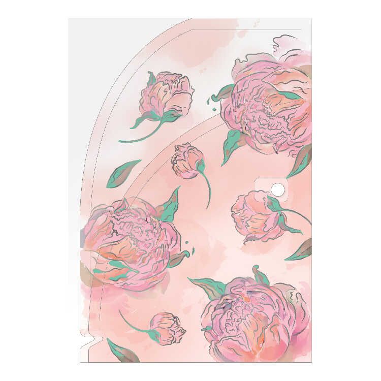 Конверт на кнопке  с рисунком 2 отд. А4 Розовые цветы, 230*320мм, внутри папки-уголки