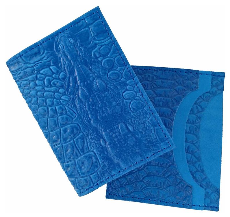 Визитница кожа на  18 визиток, голубая, тиснение "Данди"