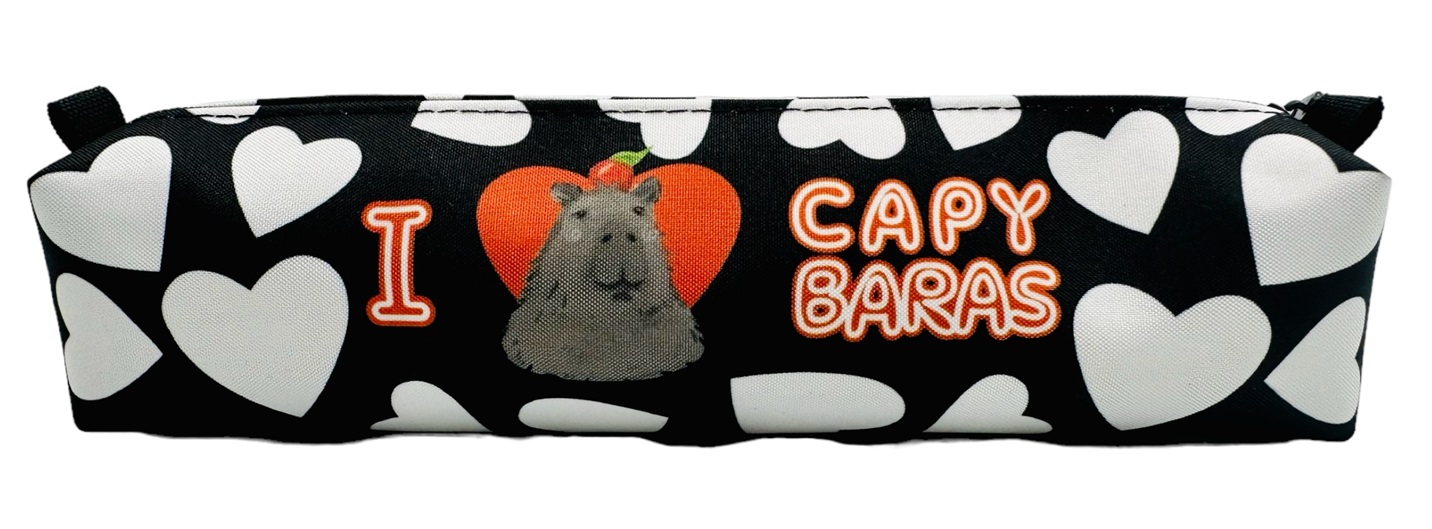 Пенал-косметичка (210*45*45) молния, ткань "Аниме I love capybaras"
