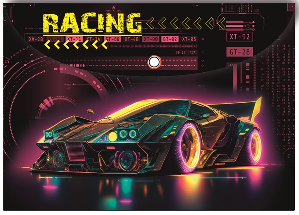Конверт на кнопке  с рисунком А4 Racing