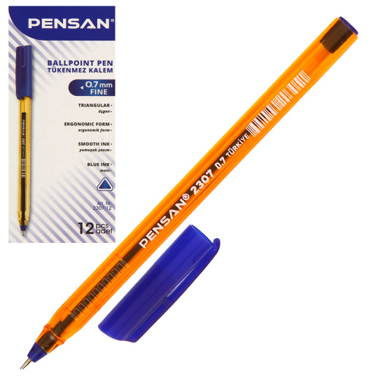 Ручка шар. PENSAN "HONEY TRIANGLE" , 0,7мм, синяя, масл.чернила, трехгран.форма
