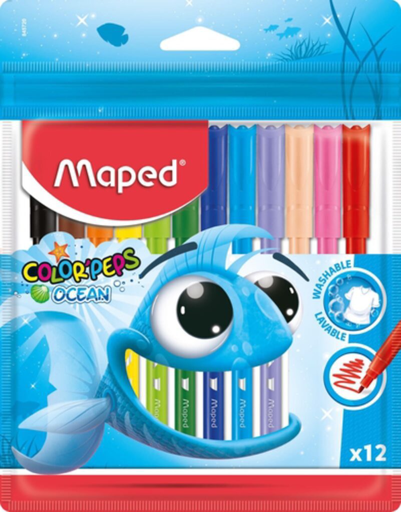 Фломастеры  12цв "Maped. Color peps ocean", суперсмываемые